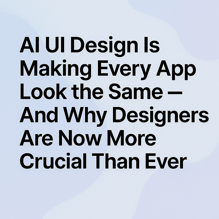 AI UI Design is Making Every App Look the Same — And Why Designers Are Now More Crucial Than Ever | article review image