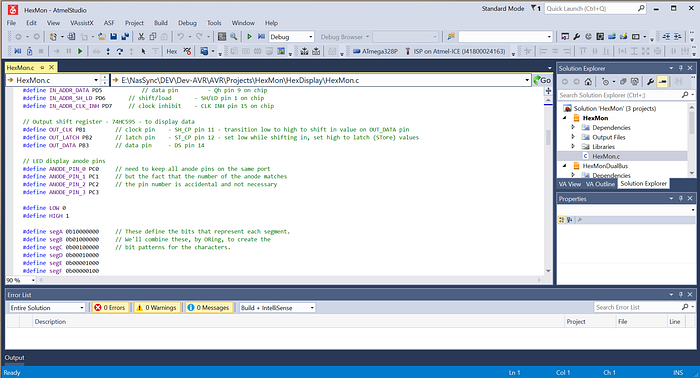 A screengrab of Atmel Studio showing program code.