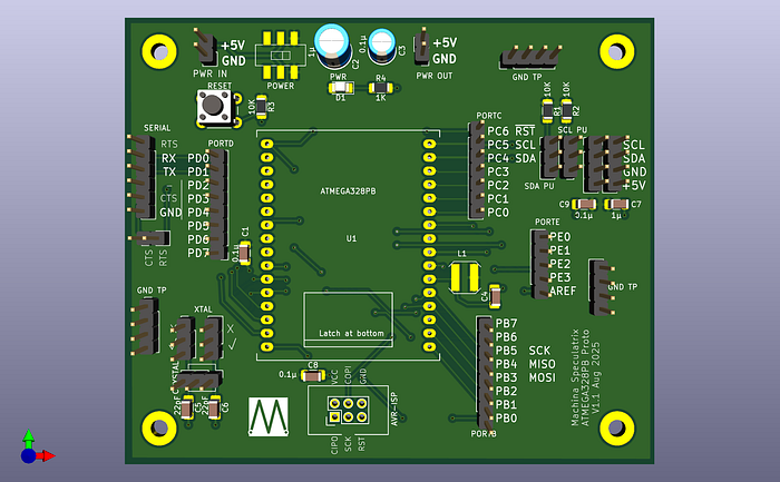 Screengrab of a render of a printed circuit board.