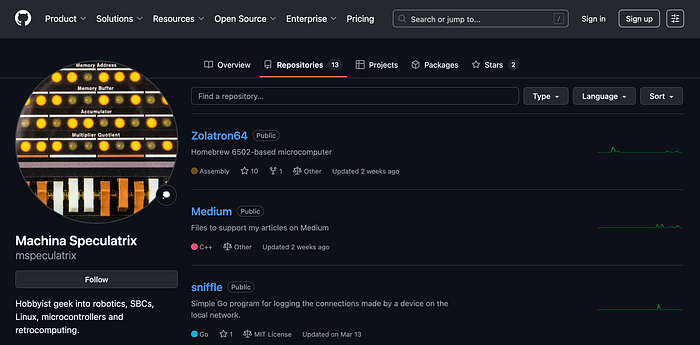 A screenshot of a GitHub web page.