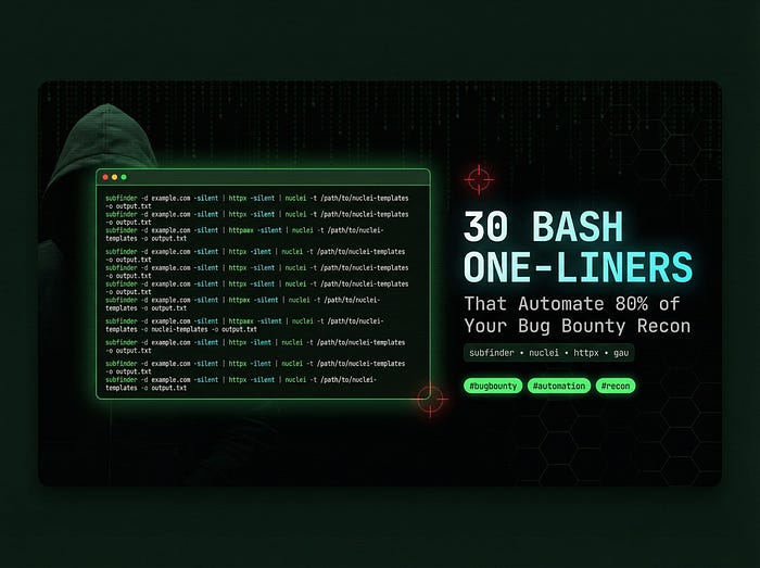 30 One-Liner Bash Scripts That Automate 80% of Your Bug Bounty Recon 🎯 | article review image