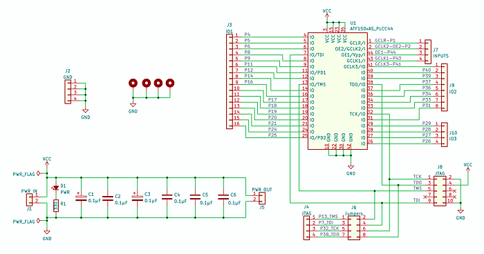 Schematic diagram for an eletronics circuit design.