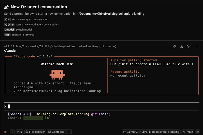 Switching to Claude Code from Warp’s composer. Image by Jim Clyde Monge