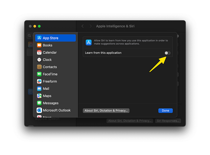 Siri listening to your devices tab