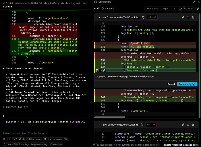 Adding comments in the AI geenarated code changes. Image by Jim Clyde Monge