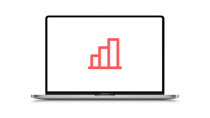 macbooks screen with analytics icon