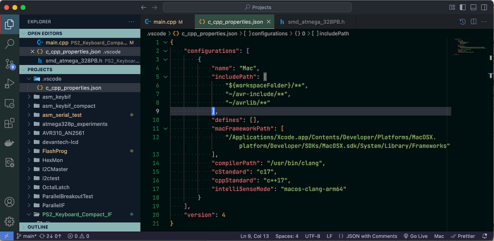Screengrab of a VS Code session showing a configuration setting.