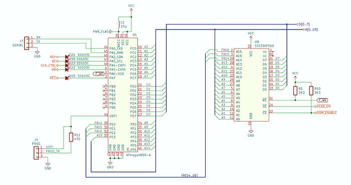 Electronic circuit diagram involving two chips.