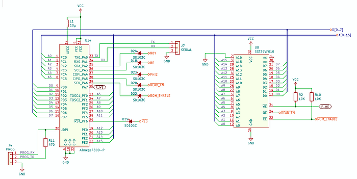 An electronics circuit diagram involving just two chips.
