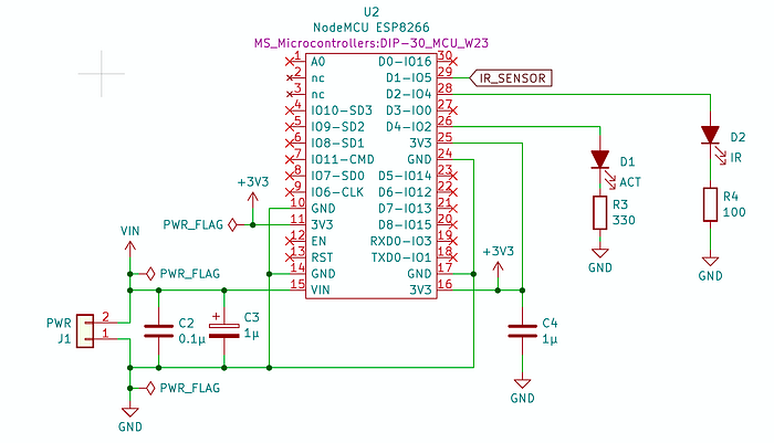 Schematic diagram of an electronics circuit.