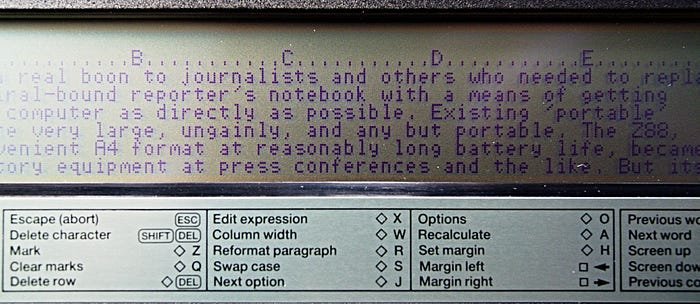 Close-up photograph of the Z88’s LCD display.