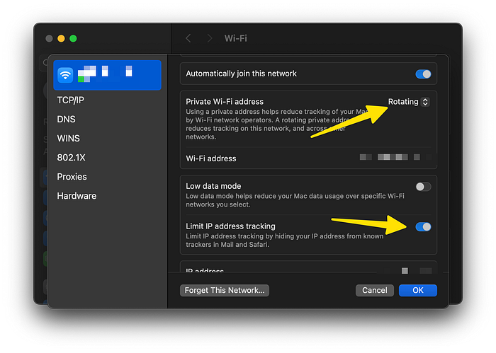 wifi settings in system settings